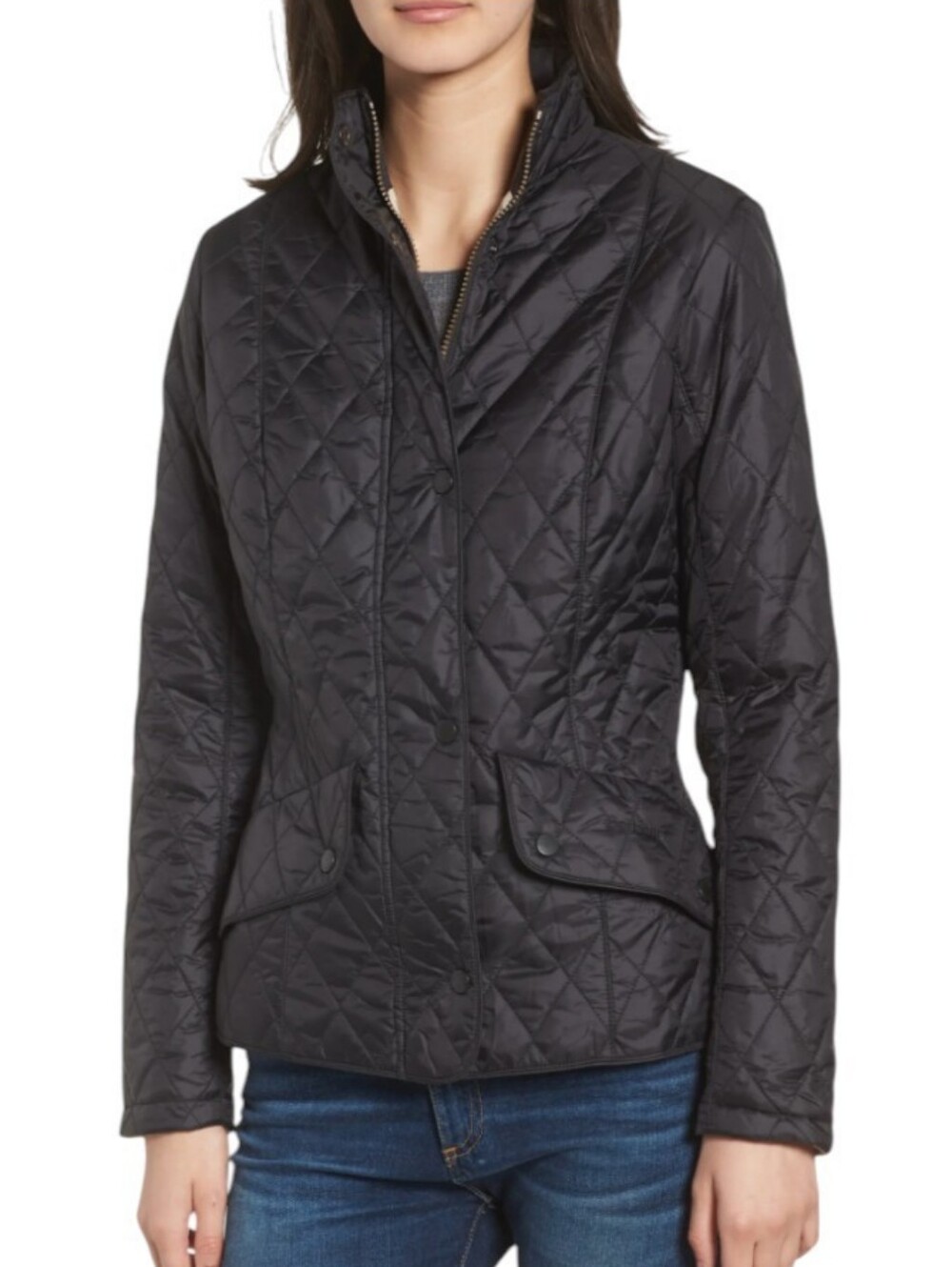 Barbour Flyweight Cavalry Quilted Jacket Black Women's US Size 4